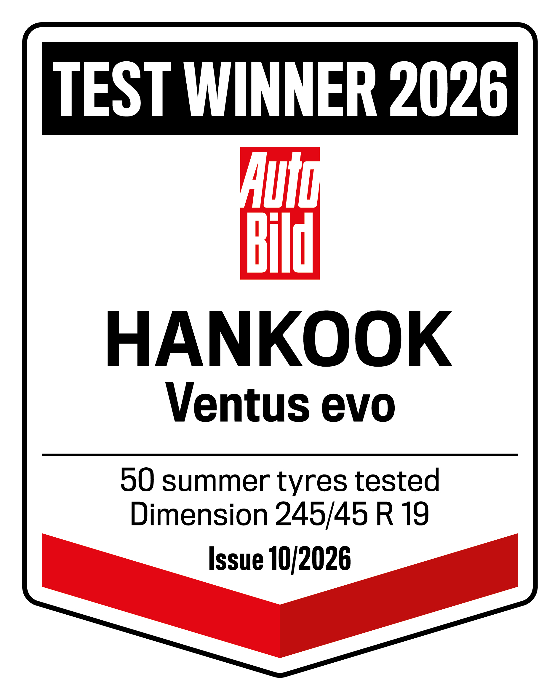 Hankook Ventus evo tyre winning Auto Bild 2026 summer tyre test