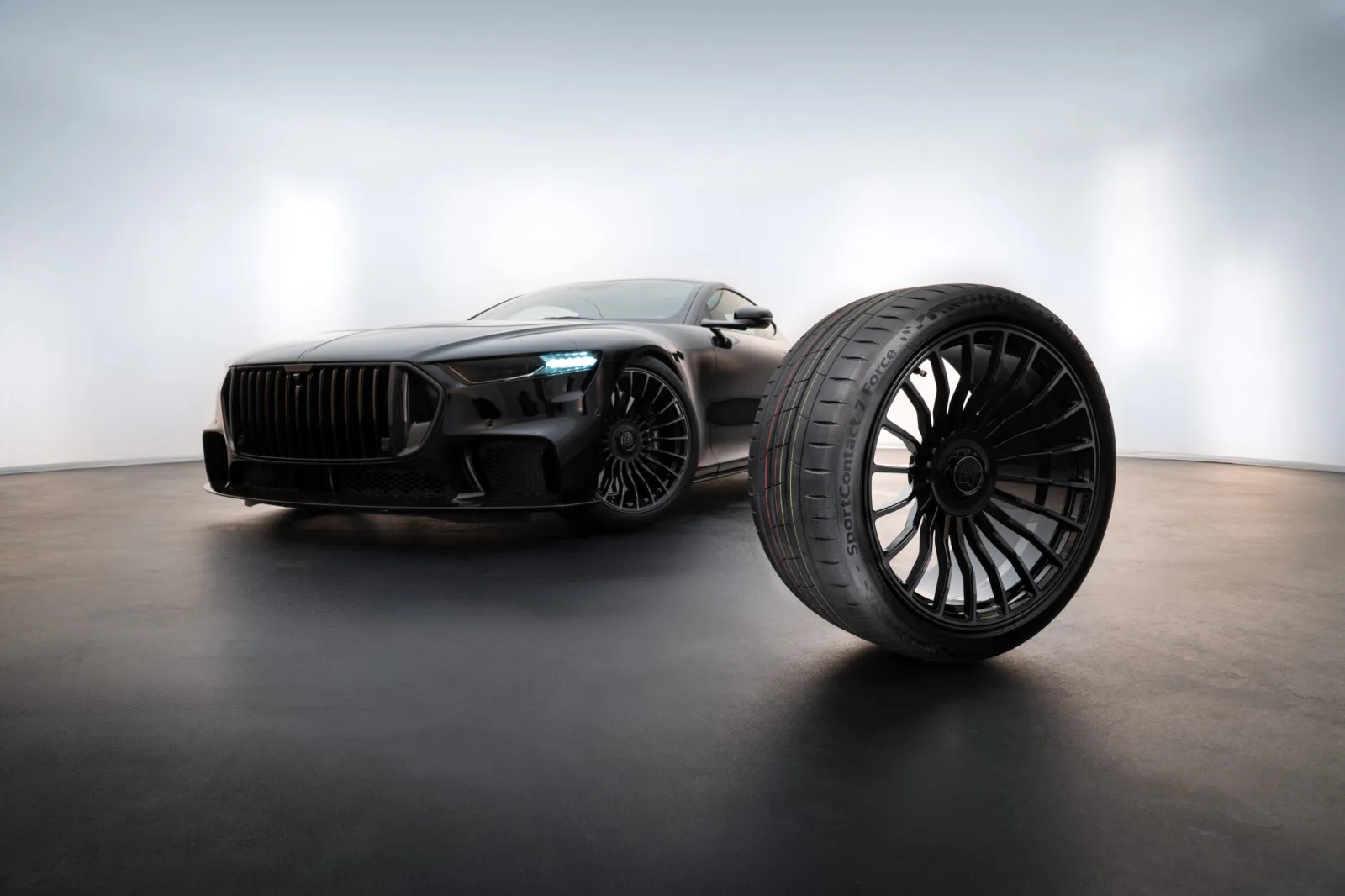 The new high-performance Brabus Bodo supercar showcasing its factory-fitted Continental SportContact 7 Force UUHP tyres.