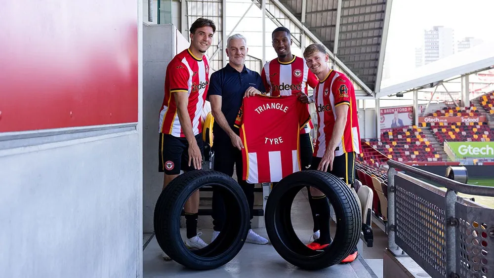 Brentford FC players welcome Triangle Tyre as the club's Official Tyre Partner. (Photo: Triangle Tyre)