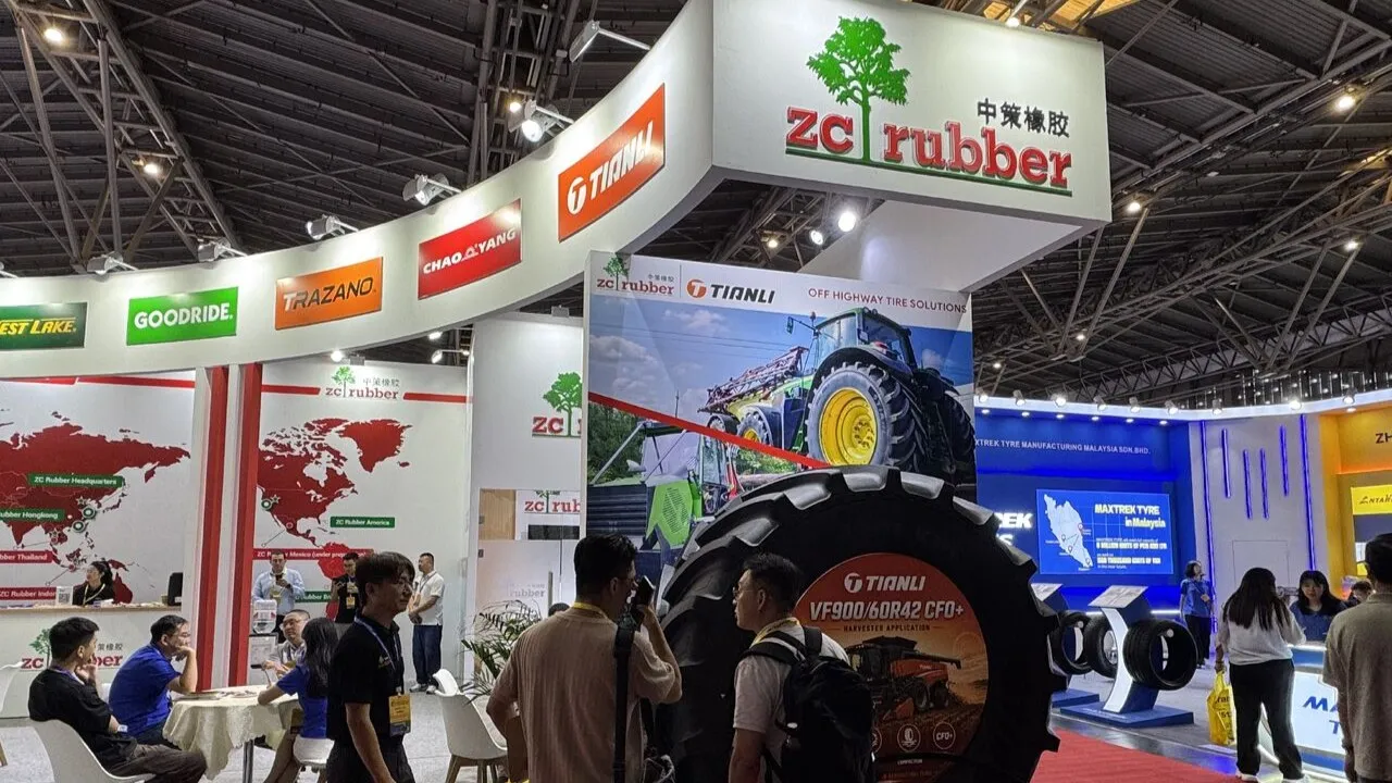 ZC Rubber exhibition booth featuring Tianli agricultural tyres and brand signage at CITEXPO 2026. (ZC Rubber/LinkedIn)