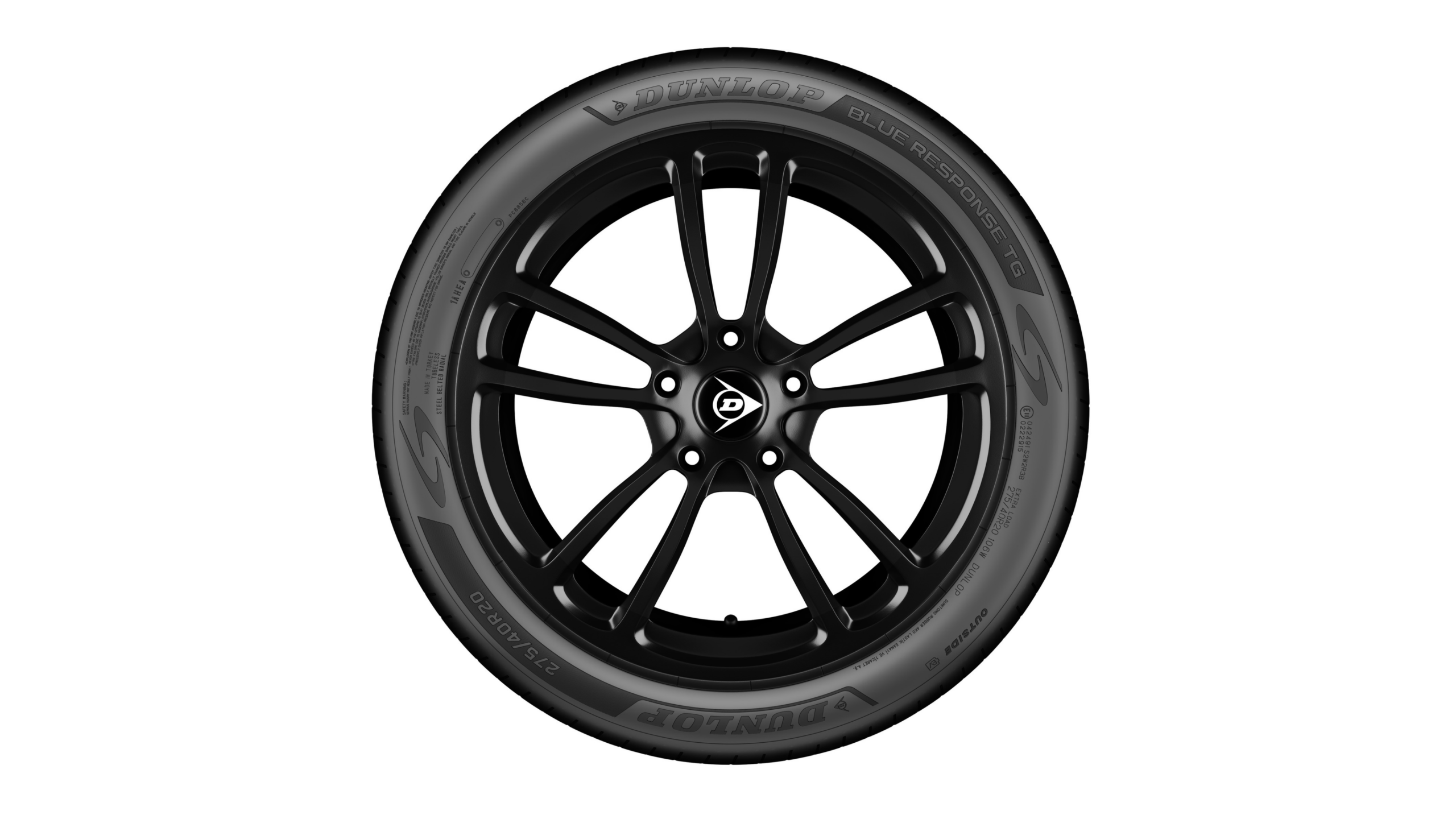 Studio product shot of the Dunlop Blue Response TG premium summer tyre. (Photo: Falken Tyre Media Centre)