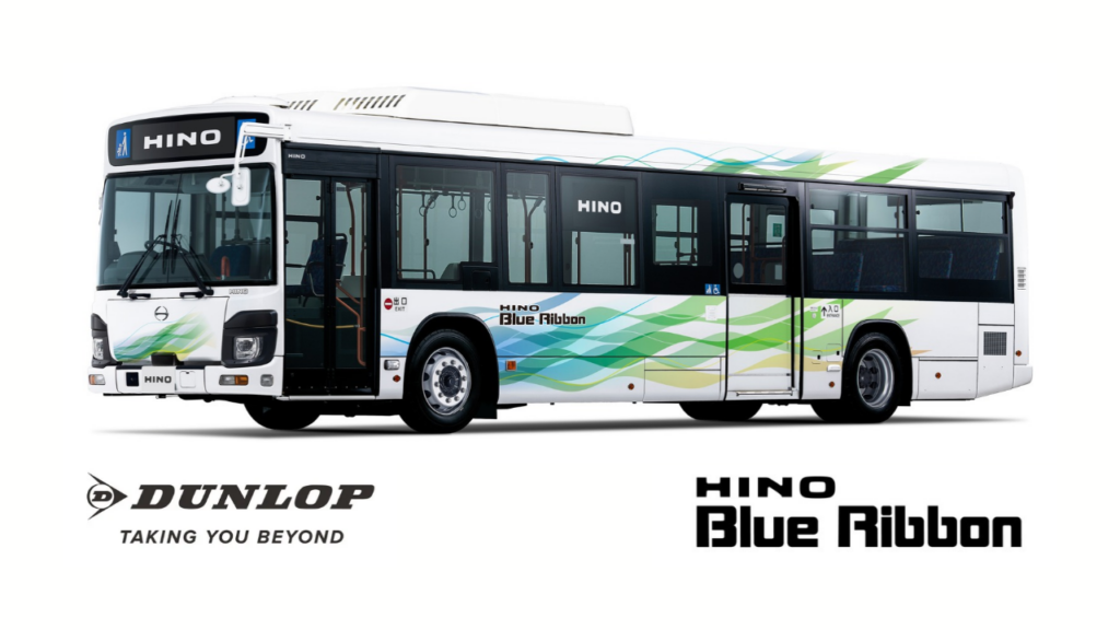 Hino Blue Ribbon shuttle bus with Sensing Core tech. (Image: Sumitomo Rubber Industries)